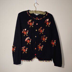 Bellepointe Vintage Embroidered Button Up Cardigan Size XL Black